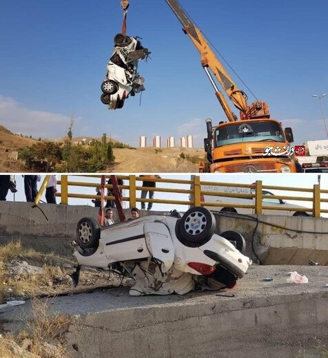واژگونی و حریق ۲۰۶ در اتوبان آزادگان/ جزییات