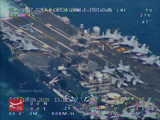 تصاویر اختصاصی تسنیم از رهگیری ناو هواپیمابر نیمیتز توسط پهپادهای بومی نیروی دریایی سپاه