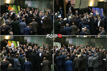 ببینید | حلقه نمایندگان مجلس دور فرمانده کل سپاه در حاشیه جلسه امروز