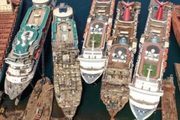 عکس | بلایی که کرونا بر سر کشتی های مسافرتی آورد