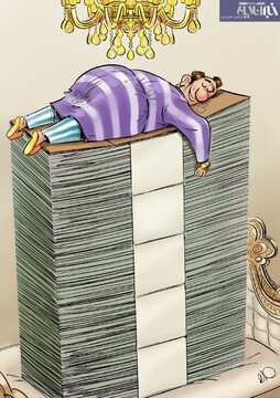 ببینید کارتن خوابی که روی دلار می‌خوابد! 