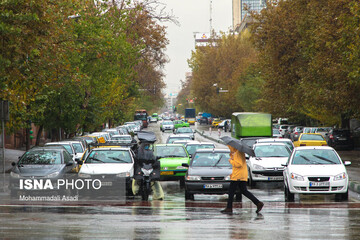 بارش باران پاییزی در تهران