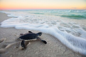 رهاسازی بچه لاک‌پشت‌ و پایش مناطق تخم‌گذاری لاک‌پشت‌های دریایی نوار ساحلی