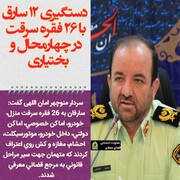 دستگیری ۱۲ سارق با ۲۶ فقره سرقت در چهارمحال و بختیاری