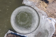 ببینید | تکه یخ چرخان در منطقه خودمختار مغولستان داخلی در شمال چین؛ پدیده‌ای نادر و طبیعی