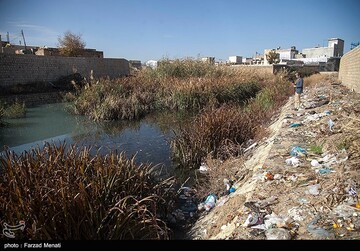 تلف شدن هزاران قطعه ماهی رودخانه راوند اسلام آباد غرب