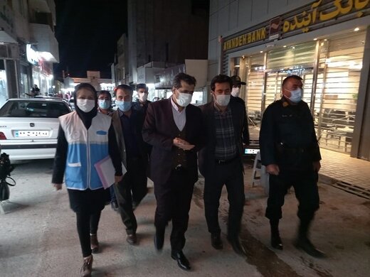 گزارش تصویری بازدید میدانی فرماندار و رئیس مرکز بهداشت بویراحمد از اجرای محدودیتهای طرح شهید سلیمانی در بازار یاسوج/تصاویر