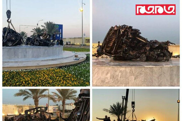 ببینید | انتقال خودروهای سردار سلیمانی و ابومهدی المهندس به محل شهادت ایشان