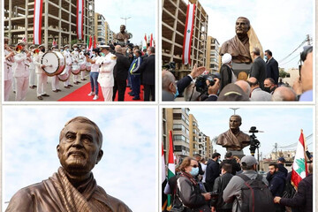 عکس | تندیس سردار شهید سلیمانی در قلب لبنان