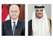 برهم صالح در تماس با امیرقطر وحدت جهان عرب را تبریک گفت