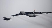 گشت‌زنی دو بمب‌افکن آمریکا با هواپیماهای وابسته به اسرائیل در خاورمیانه