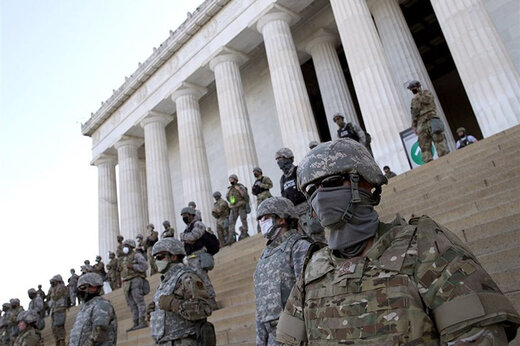 ببینید | تشدید تدابیر امنیتی در واشنگتن در آستانه مراسم تحلیف بایدن