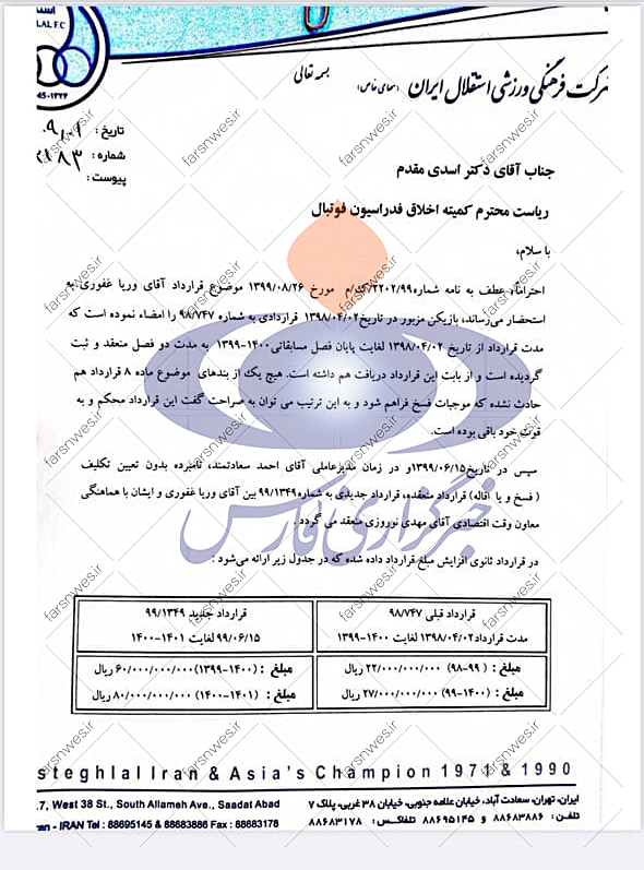 افزایش ۳ و ۴ برابری قرارداد غفوری با استقلال و شکایت به کمیته اخلاق/ کاپیتان ۸ میلیاردی با طعم حاشیه