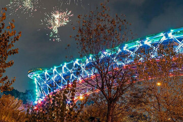 عکس | پل طبیعت تهران به رنگ پرچم ایران درآمد