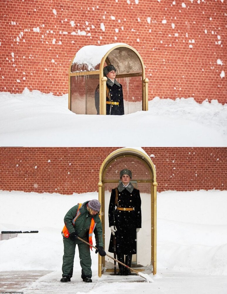 ببینید | تصویری جالب از میزان ‏بارش برف در مسکو