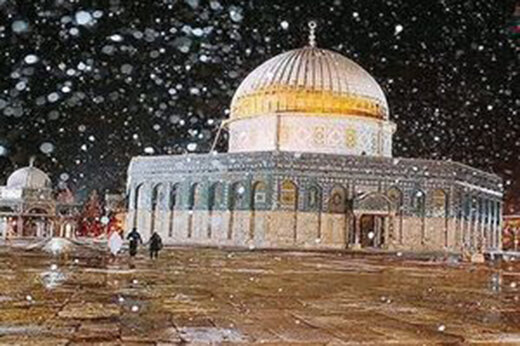 ببینید | بارش برف زیبایی که مسجد الاقصی را سفید پوش کرد