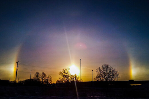 ببینید | تصاویری شگفت‌انگیز از پدیده «خورشید کاذب»