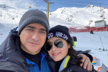 ببینید | همایون شجریان به همراه نفسش در پیست اسکی