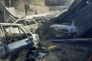 ببینید | آتش‌سوزی گسترده در جاده خاوران در آستانه سال نو