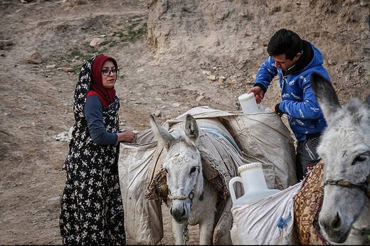 ببینید | انتقال آب با الاغ توسط روستائیان شرق خوزستان 