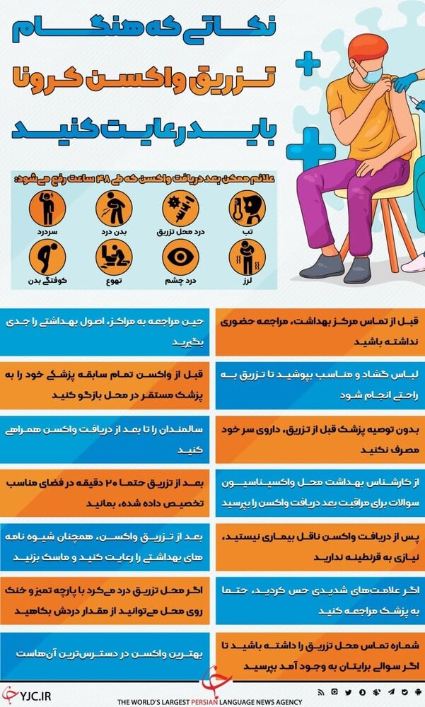 ببینید | نکاتی که هنگام تزریق واکسن کرونا باید رعایت کنید