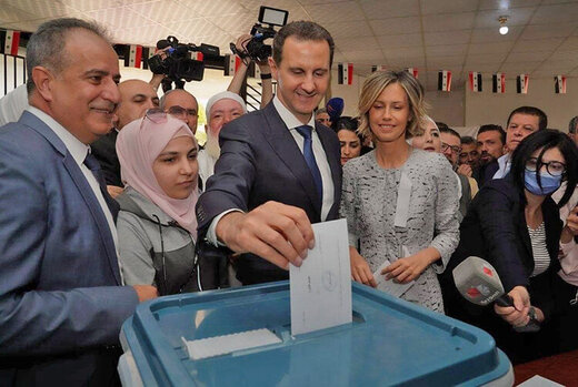 رای دادن بشار اسد و همسرش اسما در انتخابات ریاست جمهوری سوریه