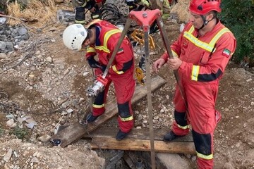 تصاویر | نجات توله سگ از یک چاه ۱۵ متری توسط آتش‌نشانان