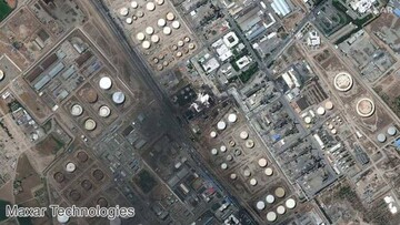 تصاویر ماهواره‌ای از پالایشگاه نفت تهران قبل و بعد از حادثه آتش‌سوزی