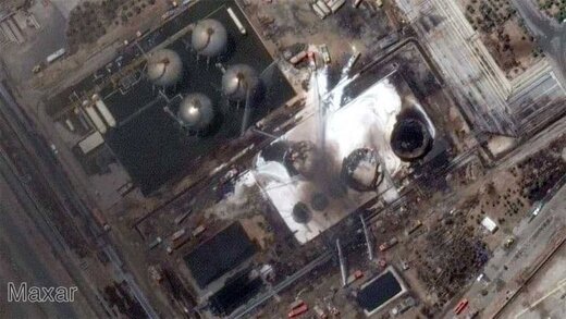 تصاویر ماهواره‌ای از پالایشگاه نفت تهران قبل و بعد از حادثه آتش‌سوزی