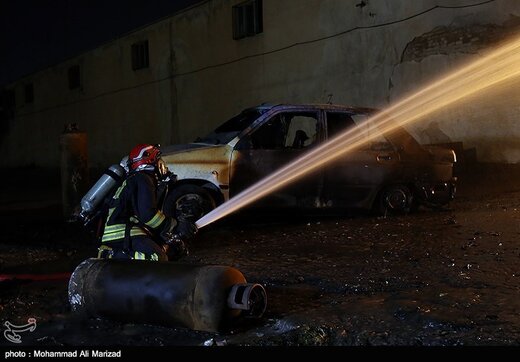 آتش سوزی کارگاه شارژ سیلندرهای گاز مایع-قم