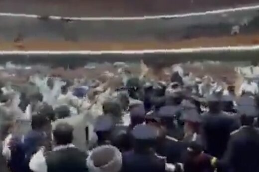 ببینید | درگیری و کتک‌کاری در ساختمان پارلمان