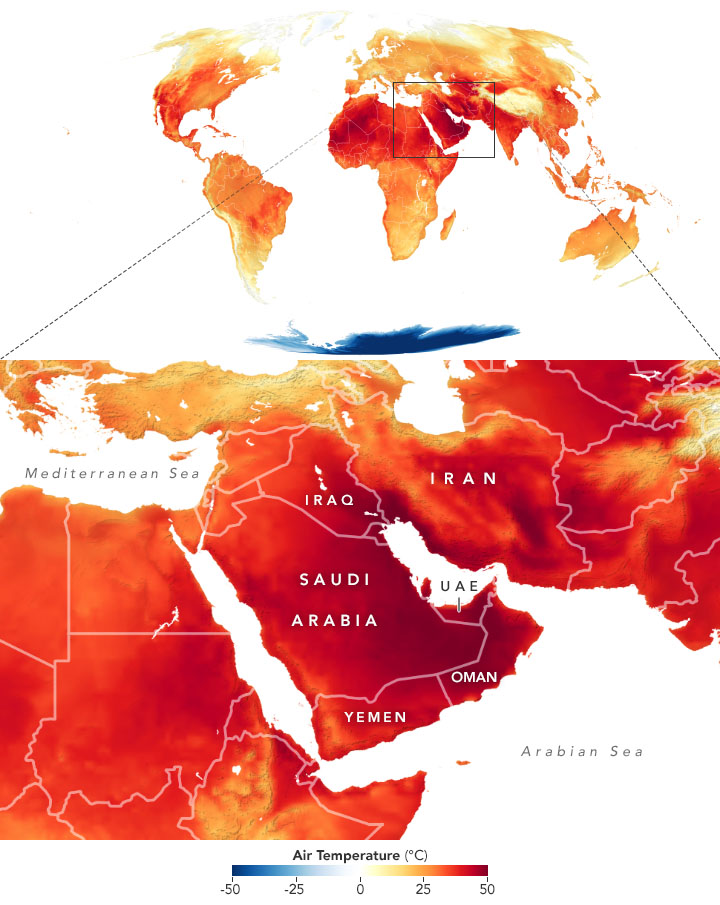 گزارش ناسا از گرما در منطقه/ خاورمیانه درگیر با «خشن‌ترین موج گرمایی تاریخ»