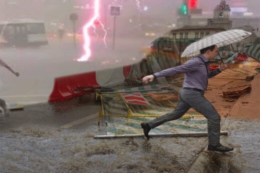 ببینید | تصاویر هولناک از هم‌زمانی انفجار و طوفان در مسکو!