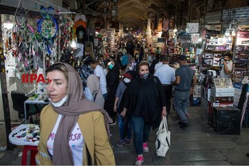 شلوغی بازار تهران در شرایط قرمز کرونا