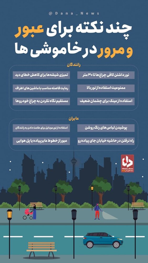اینفوگرافیک | چند نکته برای عبور و مرور در خاموشی‌ها