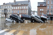 ببینید | تصاویر هولناک از غرق شدن ماشین‌ها در سیل بلژیک!