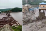 ببینید | لحظه وحشتناک شکسته شدن سد در منطقه مغولستان داخلی در چین
