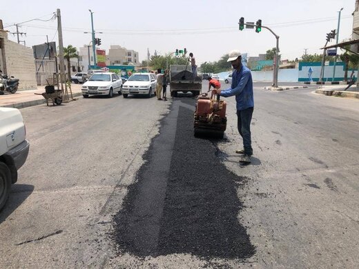 آغاز پویش مرمت نوارهای حفاری در معابر شهر قشم