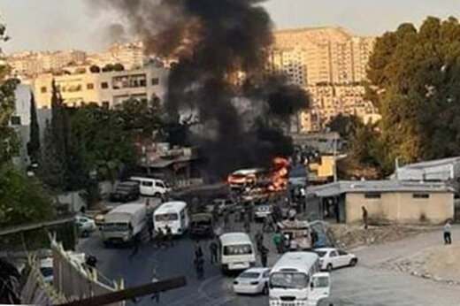 ببینید | اولین تصاویر از انفجار تروریستی اتوبوس در دمشق