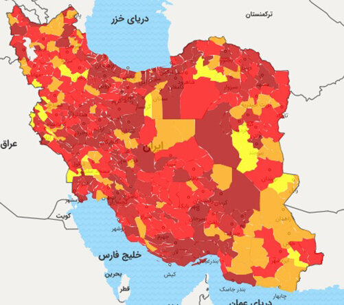 نقشه ایران در تب کرونا می‌سوزد
