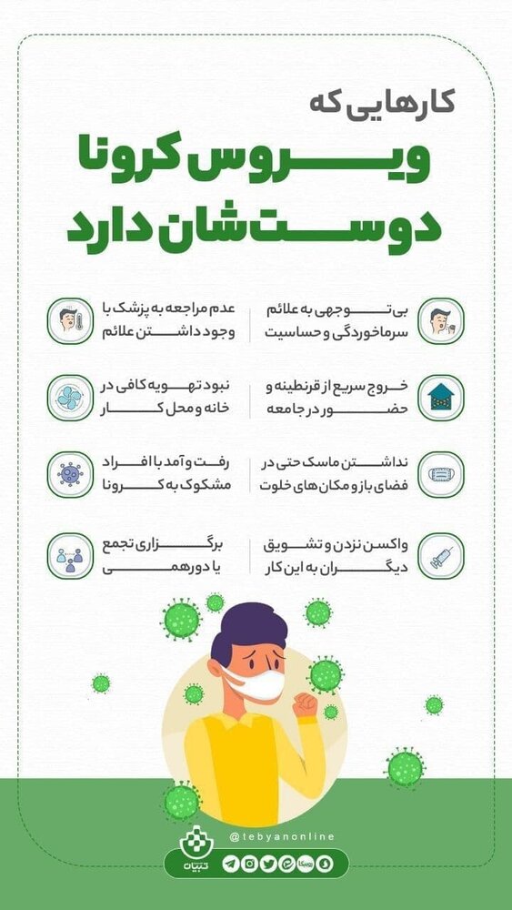اینفوگرافیک | کارهایی که ویروس کرونا دوست‌شان دارد!