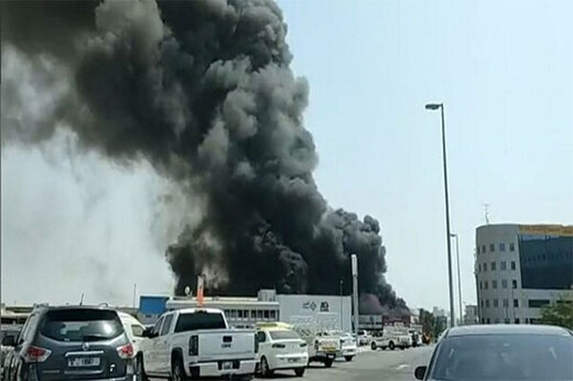 ببینید | وقوع آتش سوزی نزدیک فرودگاه دبی