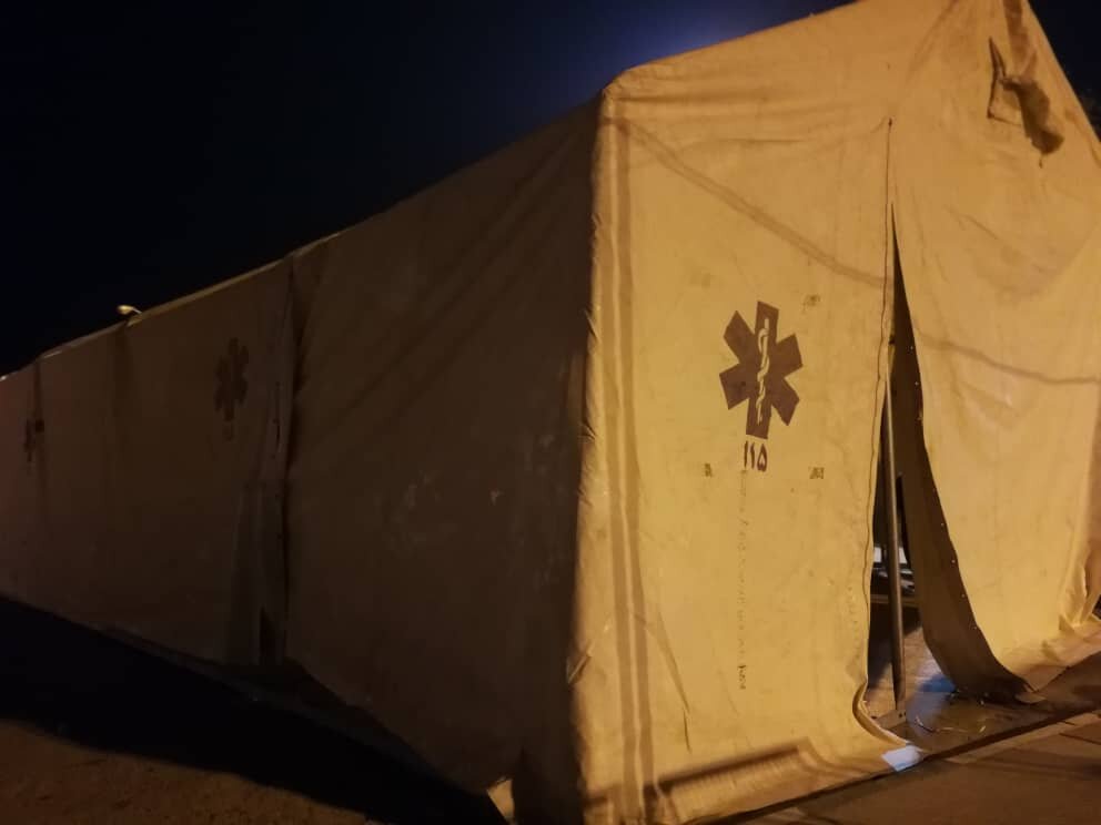 نصب و راه اندازی چادر راپال در مقابل اورژانس بیمارستان طالقانی آبادان