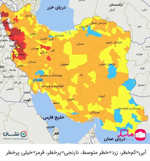 در نقشه کرونایی ایران کدام شهرها همچنان وضعیت قرمز دارند؟