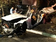 عکس | آتش گرفتن خودرو BMW در بزرگراه مدرس تهران و کشته شدن ۲ سرنشین آن
