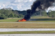 ببینید | سقوط مرگبار هواپیمای آمریکایی حین برخاستن از فرودگاه