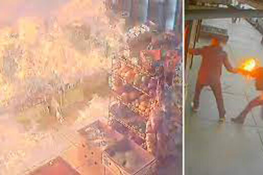 ببینید | حمله وحشیانه با کوکتل مولوتوف به فروشگاهی در نیویورک