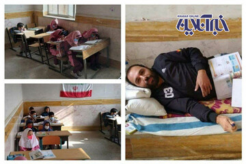 عکس | اسطوره غیرت و فداکاری؛ آموزگاری با شکستگی مهر کمر در کلاس درس