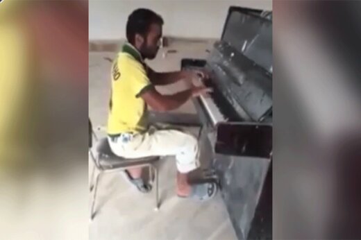 ببینید | پیانو نواختن شگفت‌انگیز و ماهرانه یک گارکر ساختمانی