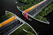 ببینید | شاهکار مهندسی در هلند؛ ساخت یک پل آبی بر روی یک پل دیگر!